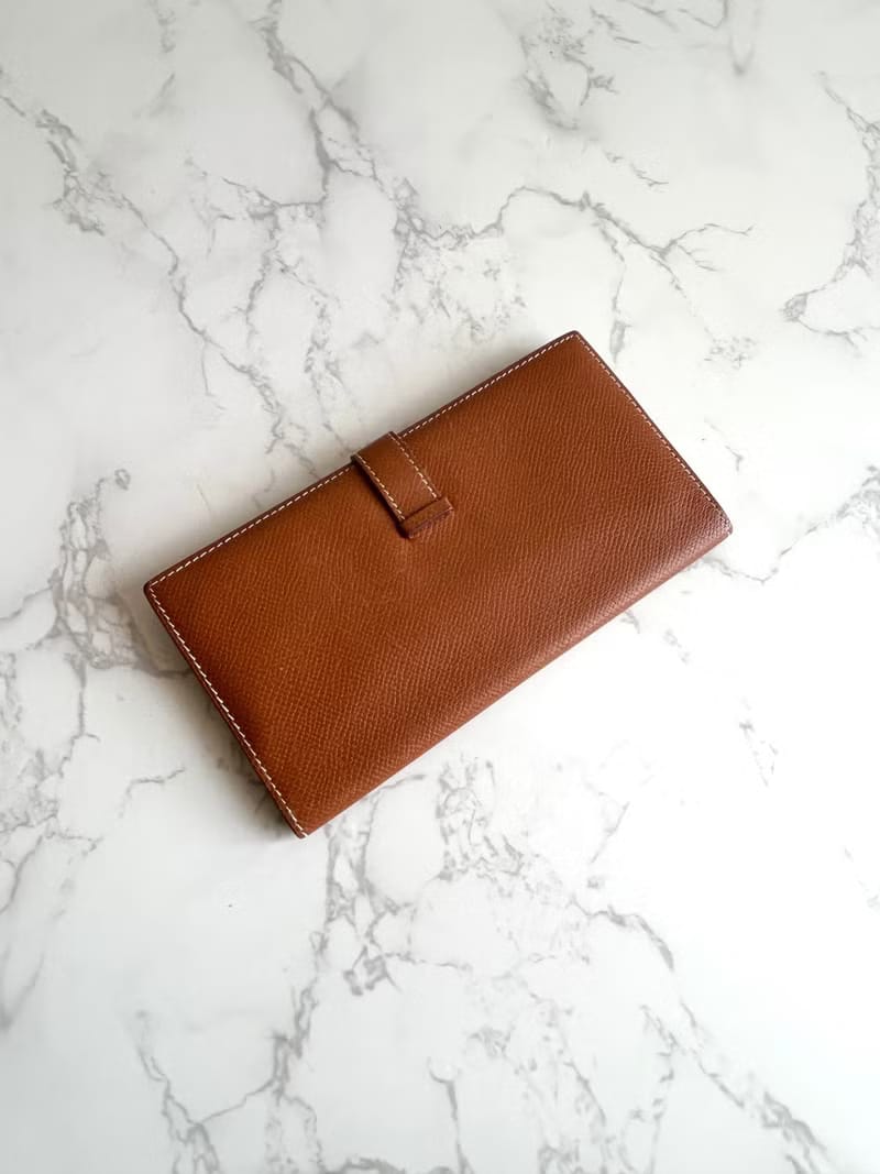 Hermes 啡金色皮革Bearn Bi-fold Wallet 長夾/皮夾/錢包