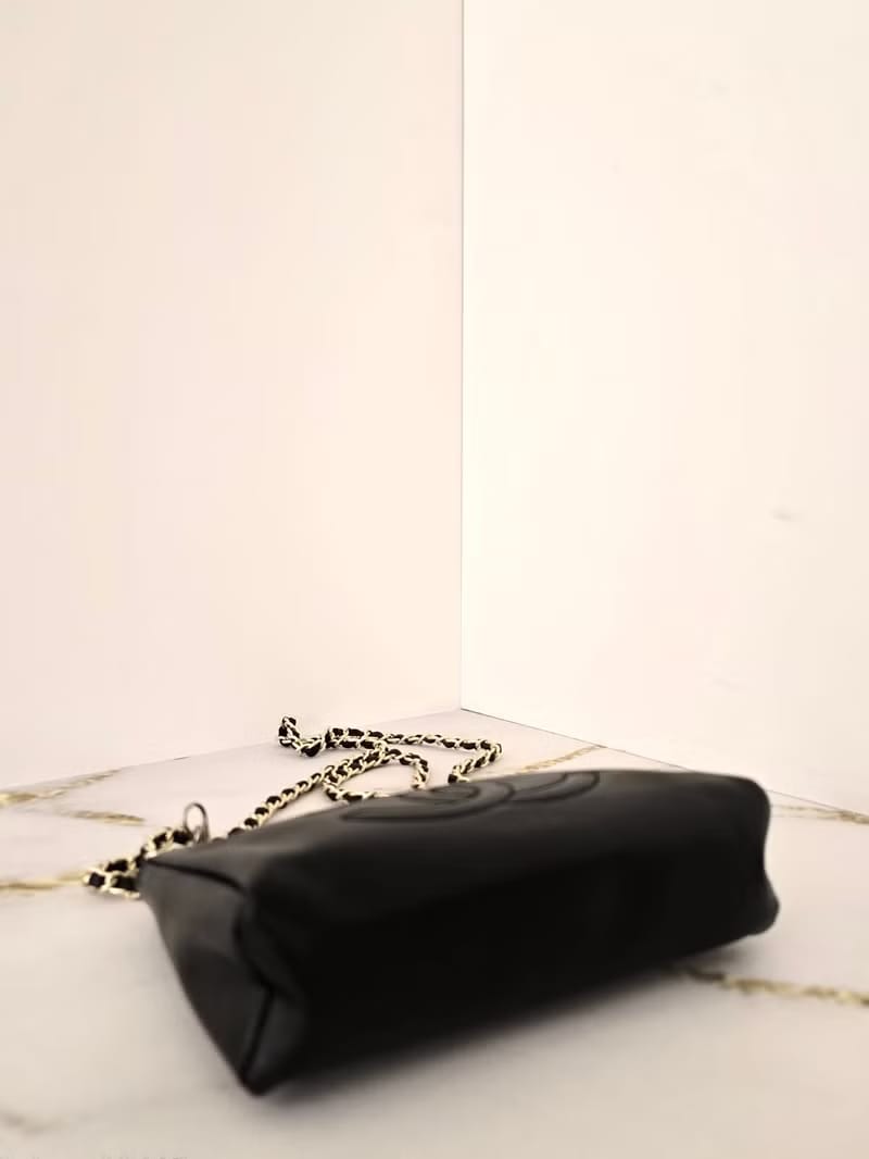 Chanel Black Calfskin Crossbody/Shoulder Bag with Gold Hardware