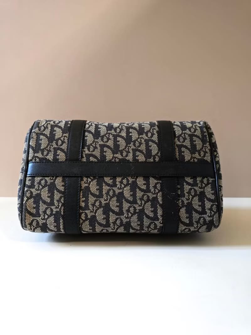 Dior black and blue monogram Boston handbag