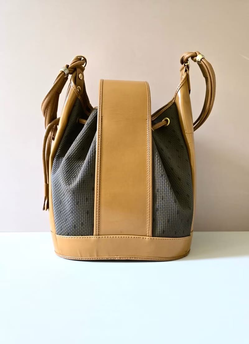 Yves Saint Laurent 編織拼皮革水桶包/側背包/單肩包