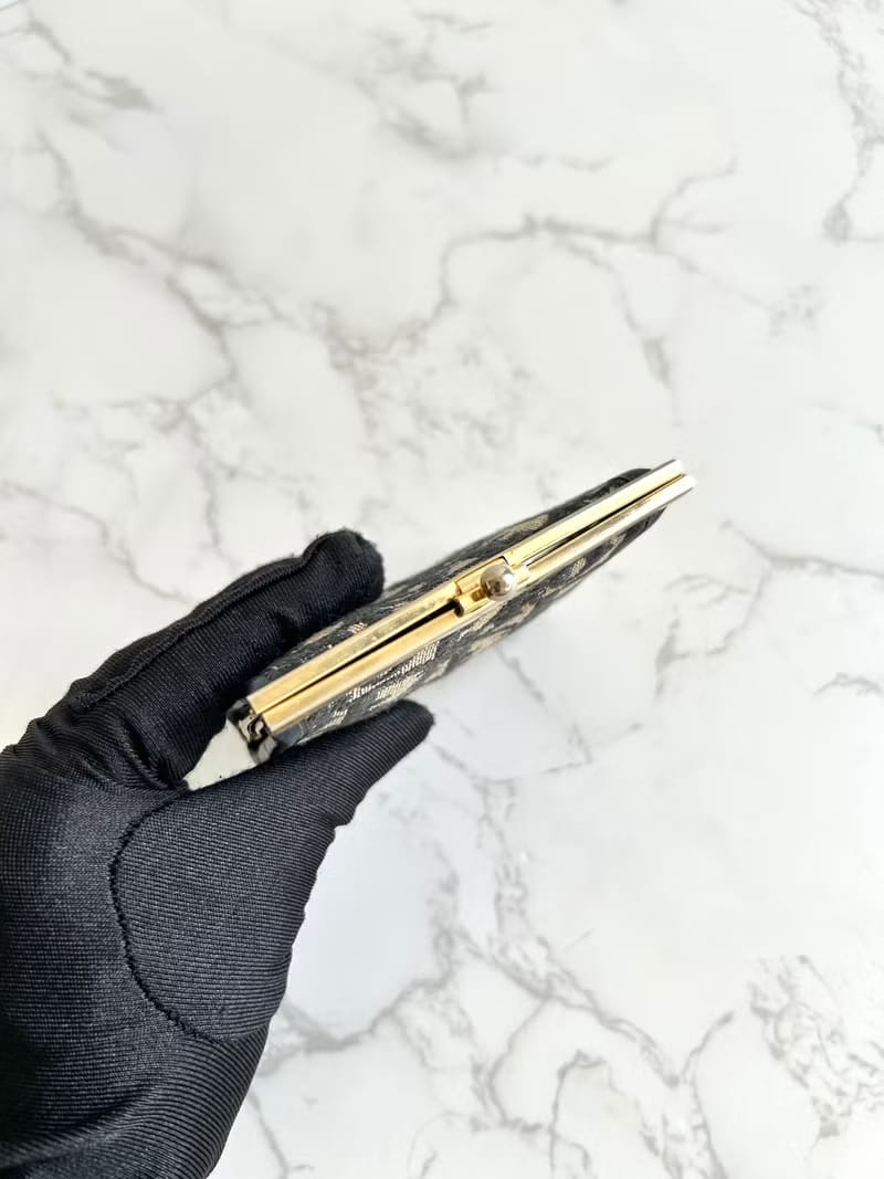 Dior dark blue old flower wallet/coin purse/storage bag/gold bag