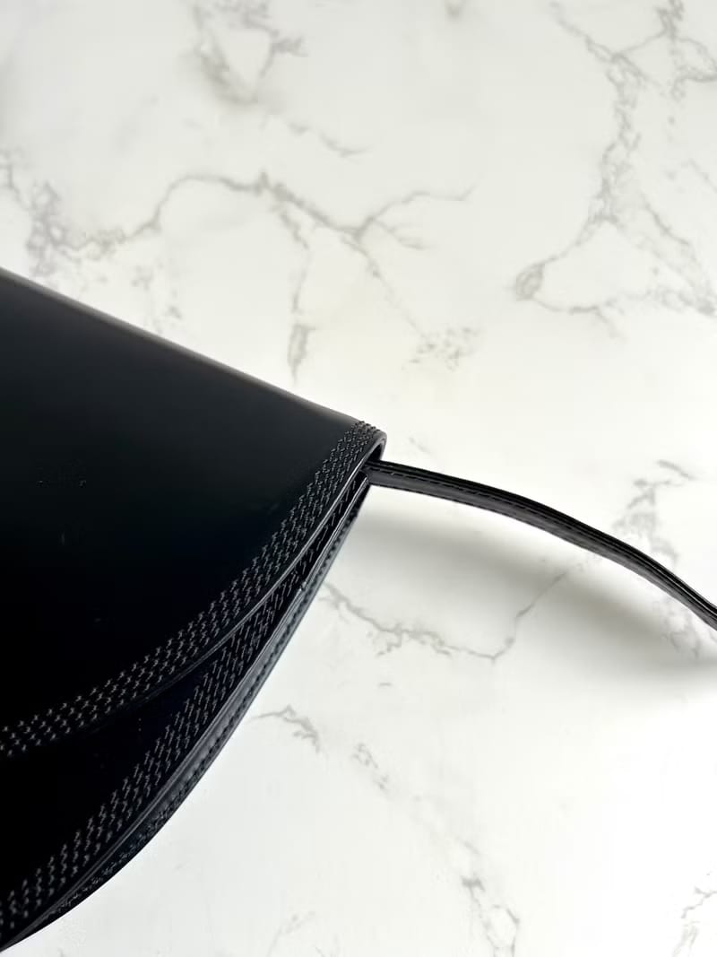 Loewe black gold half moon side backpack/oblique backpack/shoulder bag