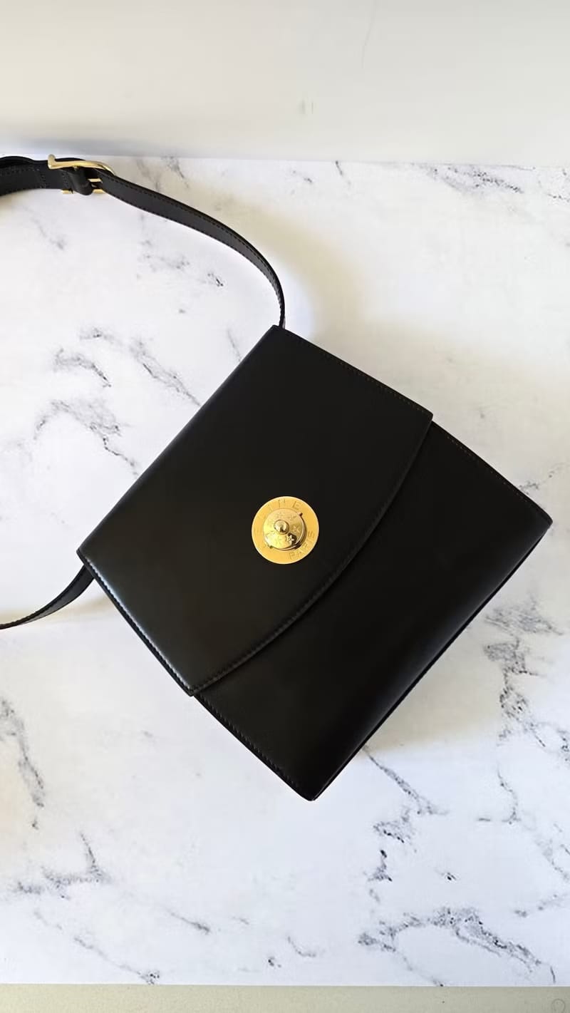 Celine黑金按壓星球豆腐包/單肩包/側背包/斜背包