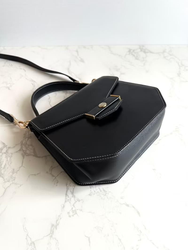 Dior Black Topstitched Flap Geometric Two-way Kelly Bag/Shoulder Bag/Crossbody Bag