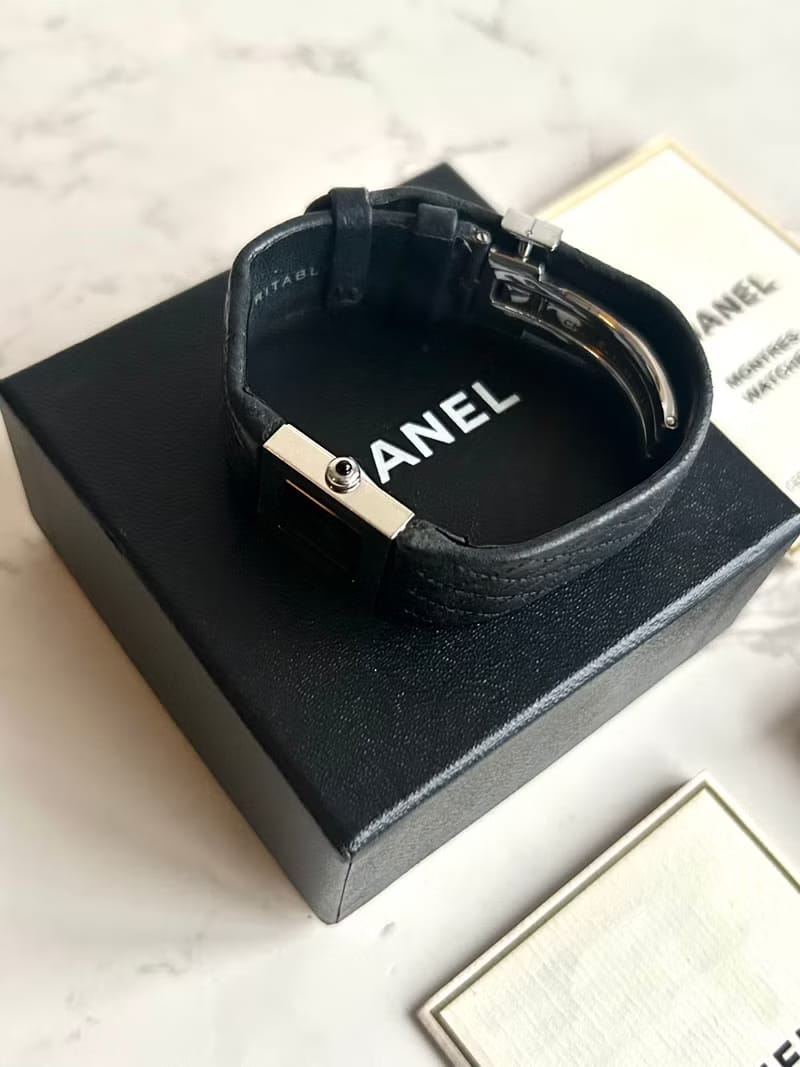 全套配件 - 稀有Chanel Metalaase黑銀色石英古董錶 女裝手腕錶