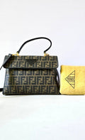 Fendi Dark Brown Zucca Two-way Kelly/Shoulder Bag/Crossbody Bag