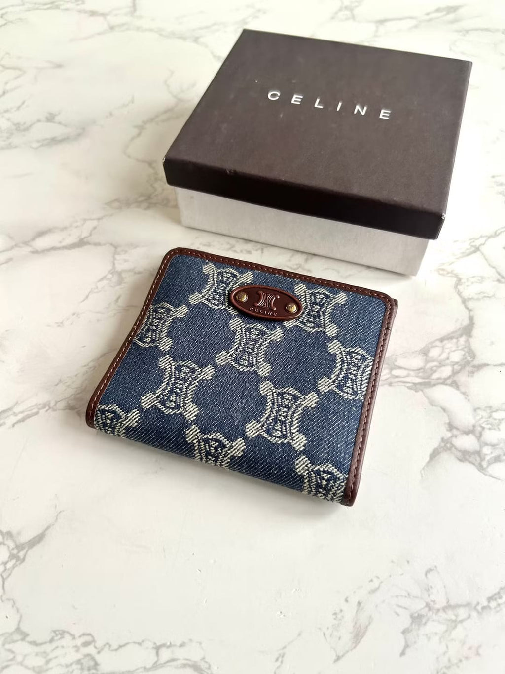 Celine Denim Triomphe Bi-Fold Wallet