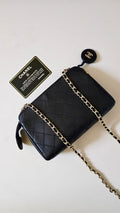 Chanel Black Lambskin Matelassé Crossbody Bag/Shoulder Bag