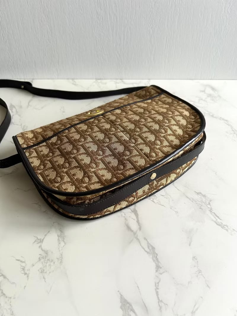 Dior 酒紅老花半月包/斜背包/單肩包/側背包