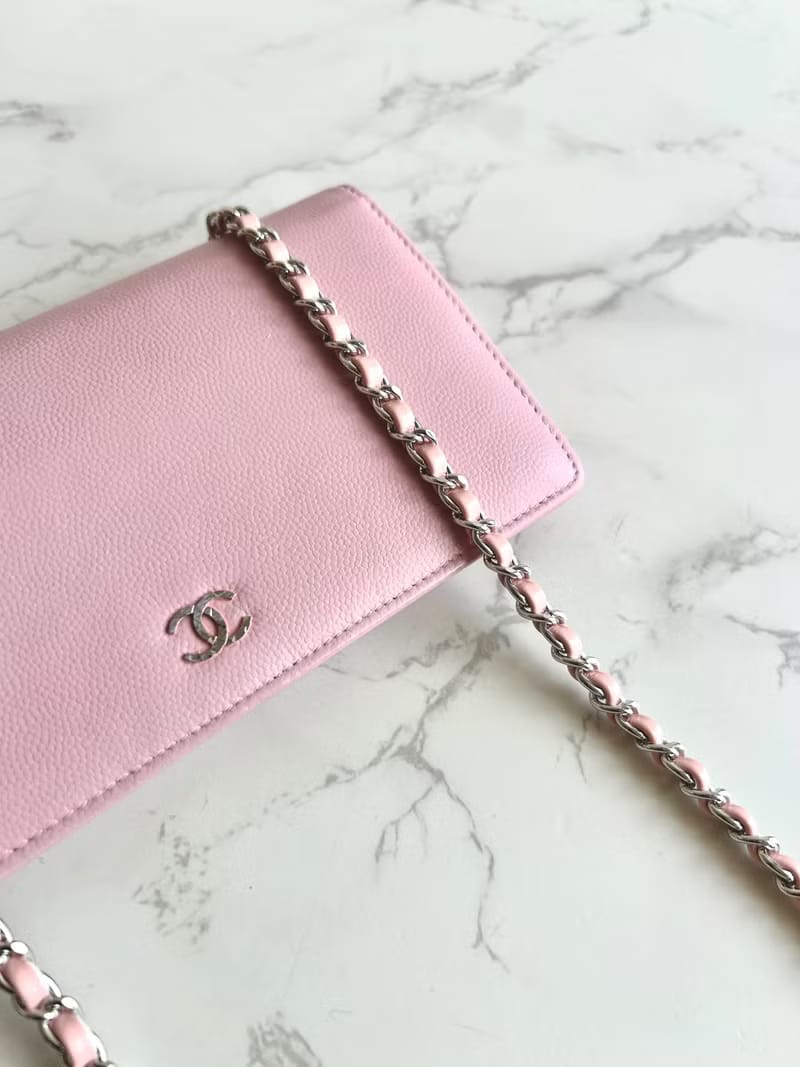 Chanel Pink Caviar Leather WOC Long Wallet/Shoulder Bag/Crossbody Bag