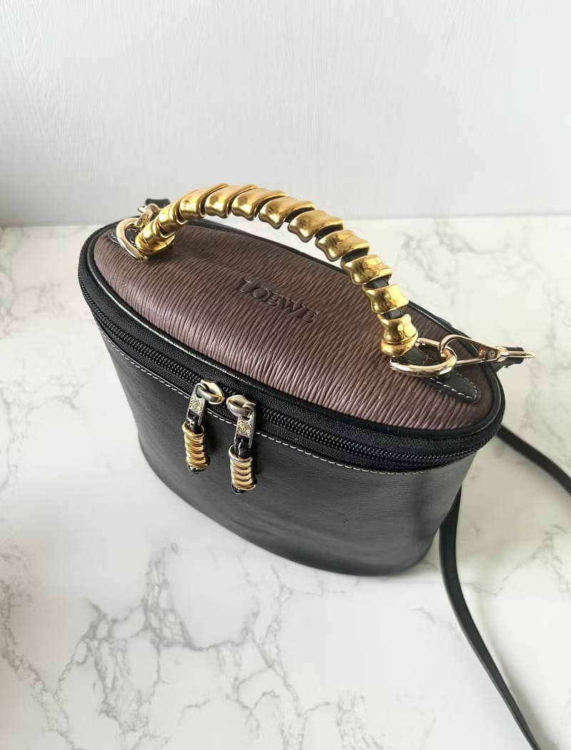 Loewe金蛇骨Velazquez黑棕拼色Vanity盒子包/斜背包/側背包
