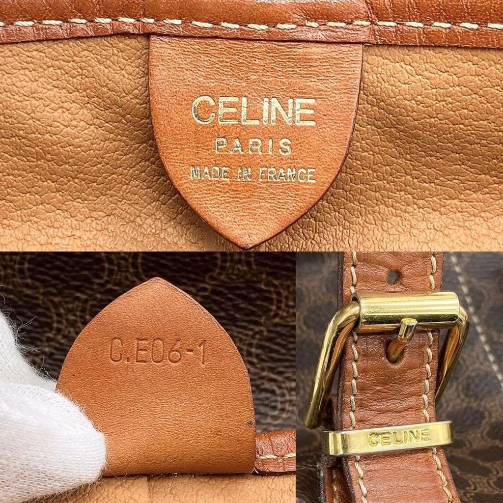 Celine 咖啡色老花復刻雙肩包/後背包/背囊