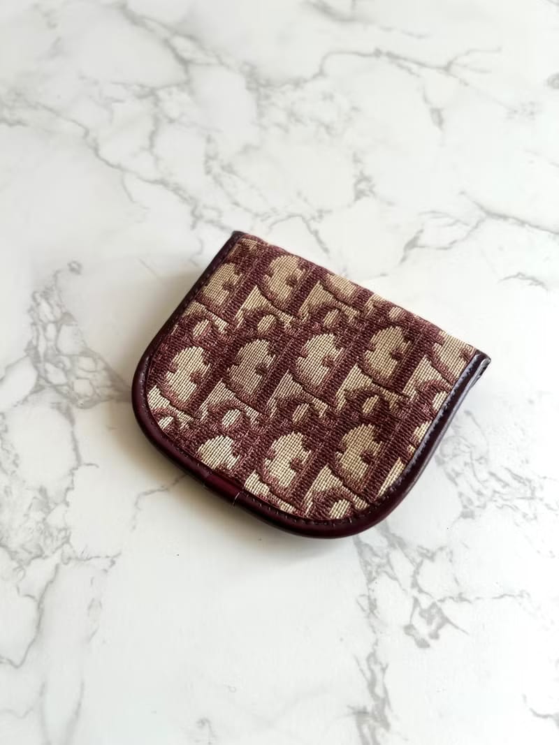 Dior burgundy old flower wallet/coin purse/storage bag/mouth gold bag