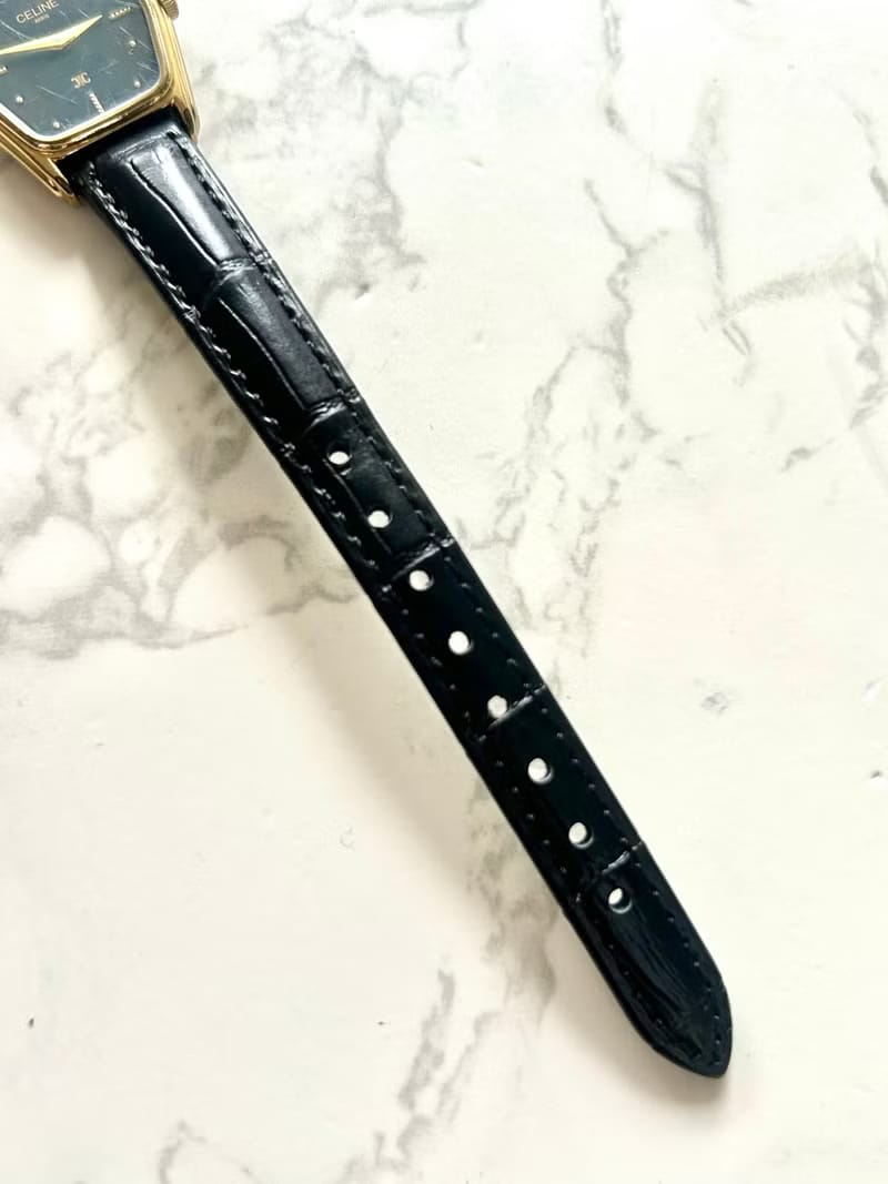 Rare Used Celine Black Gold Hexagon Watch