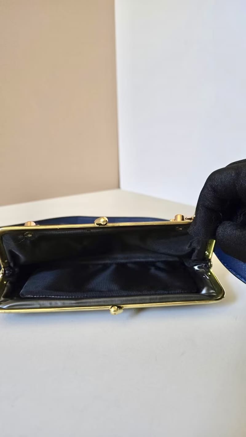 [Unused, stored item - with original box] Dior Blue Oblique Kisslock Two-way Pouch/Shoulder Bag/Crossbody Bag