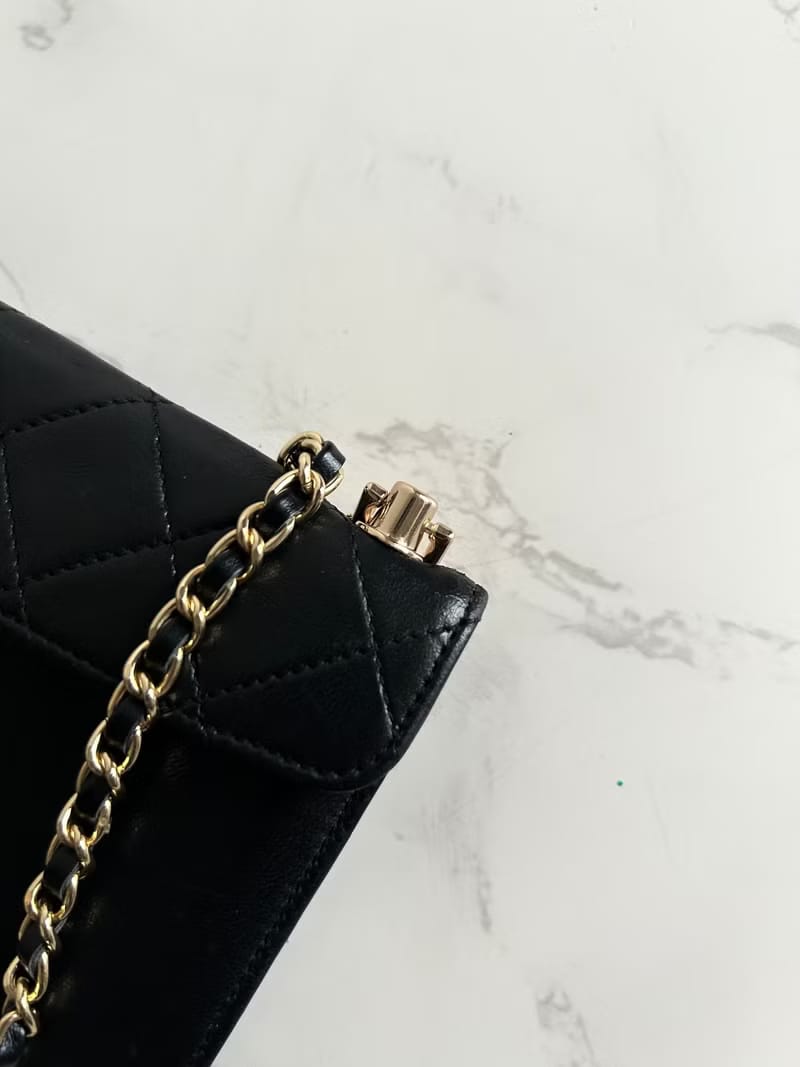 Rare second-hand Chanel black long wallet/shoulder bag/sling bag/crossbody bag/handbag