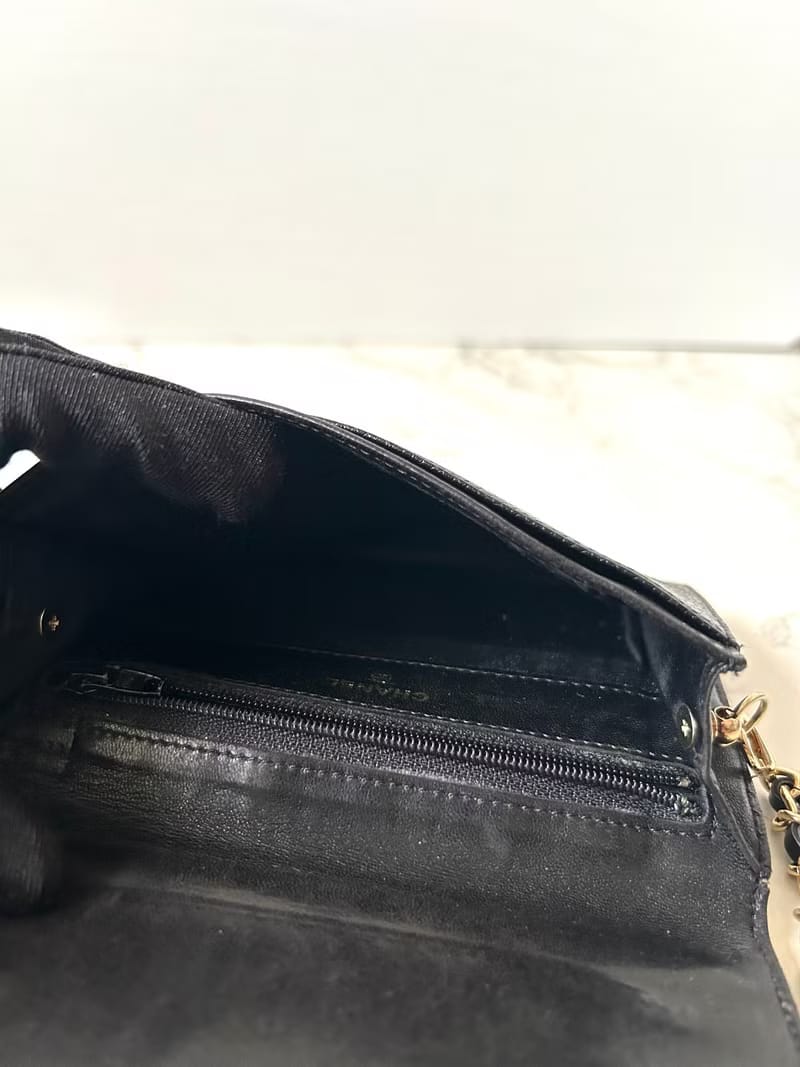 Chanel黑色魚子醬斜背包/單肩包/皮夾/側背包