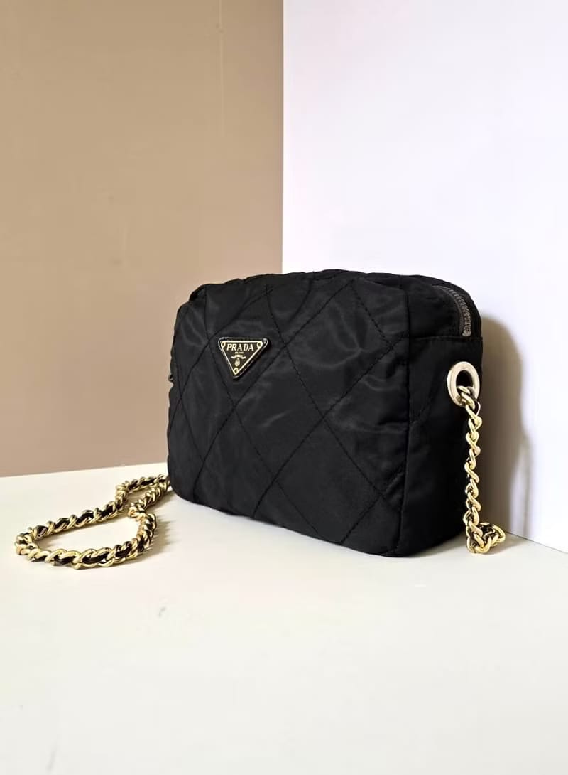 Prada黑色降落傘側背包/單肩包/斜背包