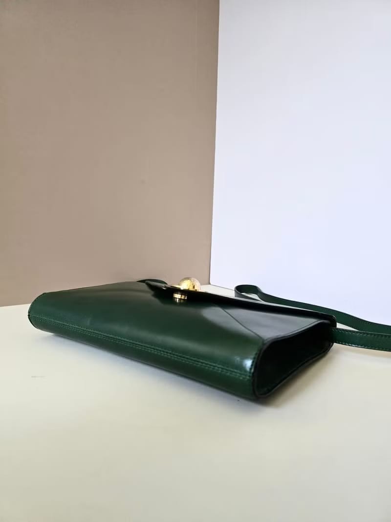 Celine Olive Green Gold Planet Envelope Crossbody Bag / Shoulder Bag / One-Shoulder Bag