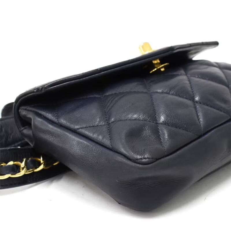 Chanel黑色金扣單肩包/腰帶包/側背包