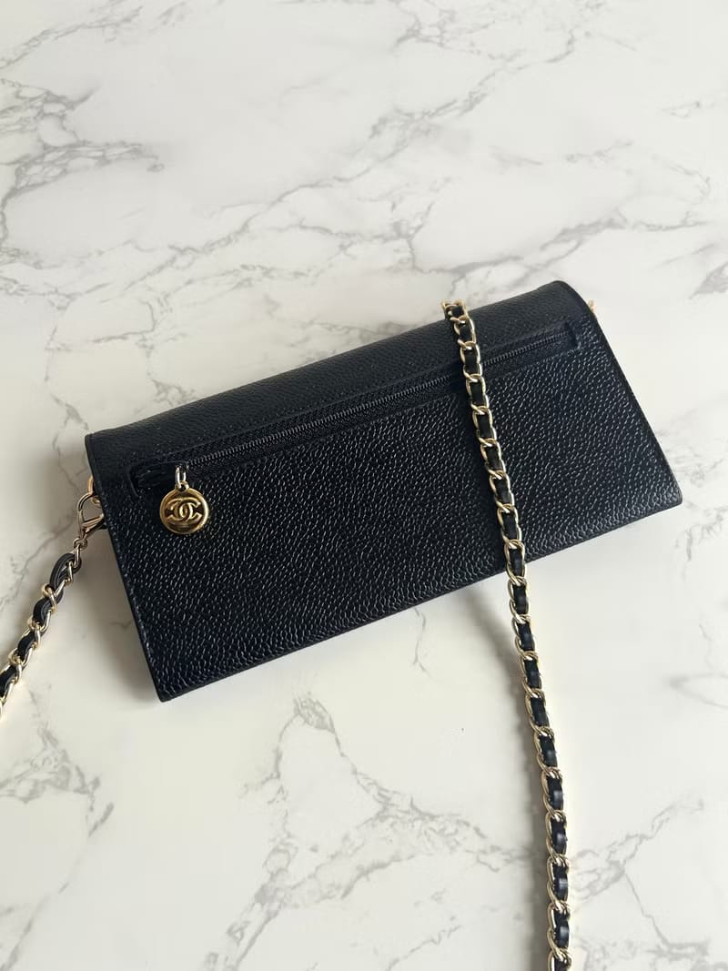 Chanel黑色魚子醬WOC單肩包/側背包/斜背包/長夾