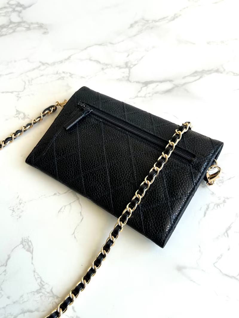 Chanel黑色魚子醬信封包/斜背包/單肩包/側背包