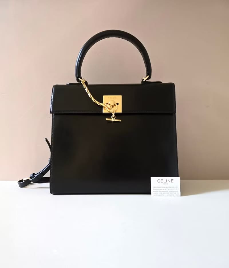Celine black Kelly chain bag/crossbody bag/side backpack shoulder bag