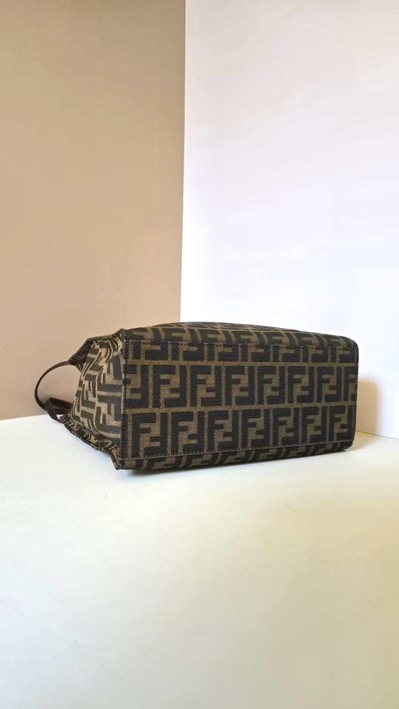 Fendi Black and Coffee Zucca Monogram Tote Bag/Shoulder Bag