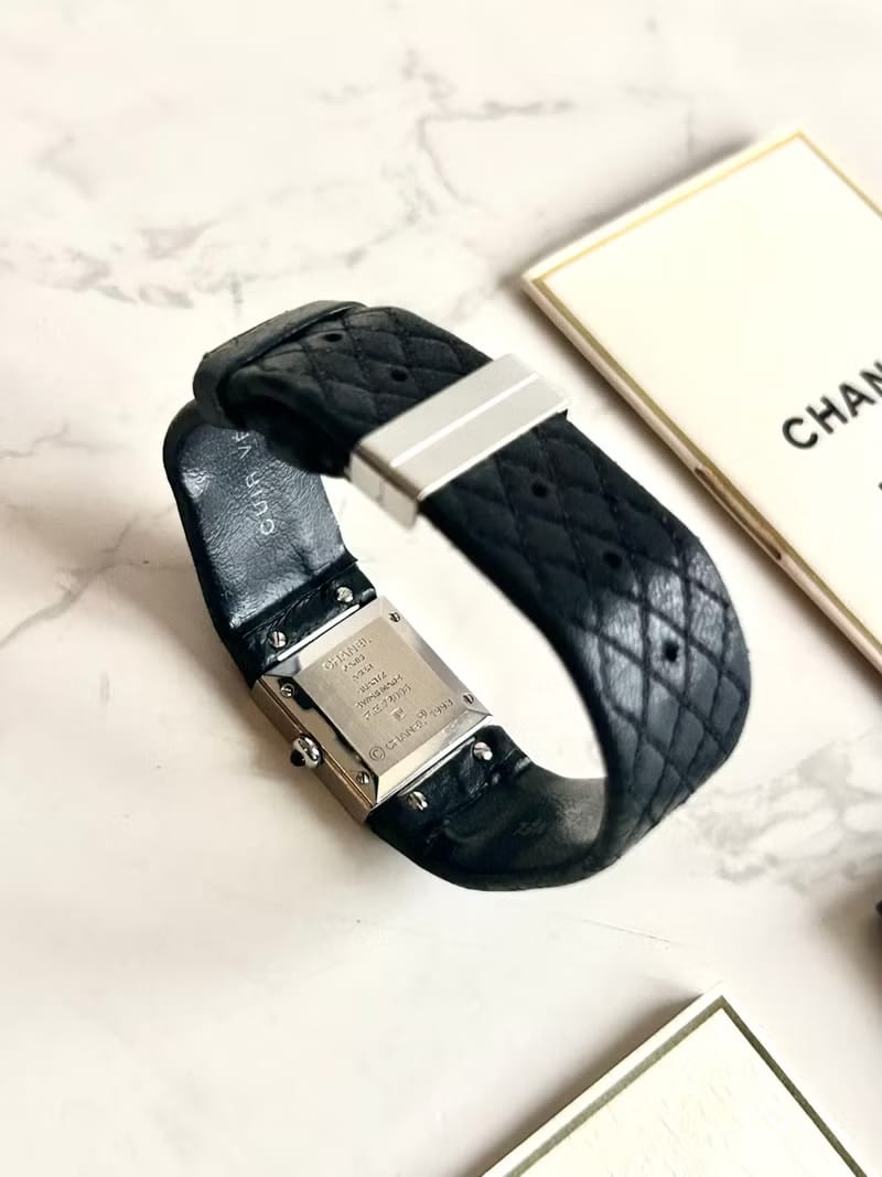 稀有Chanel Metalaase黑銀色石英古董錶 女裝手腕錶