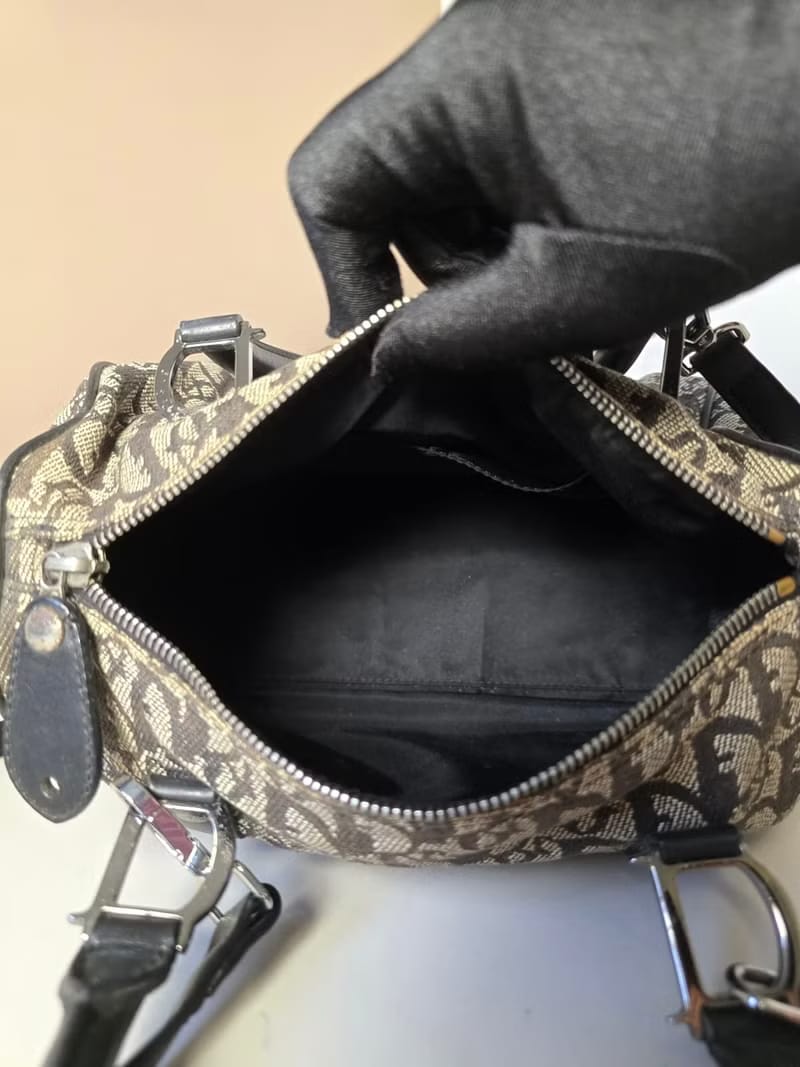 Dior black and blue monogram Boston handbag