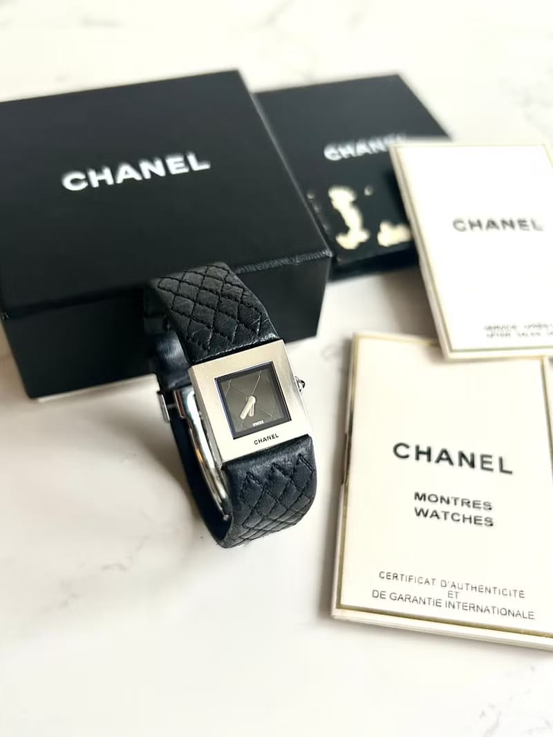 稀有Chanel Metalaase黑銀色石英古董錶 女裝手腕錶