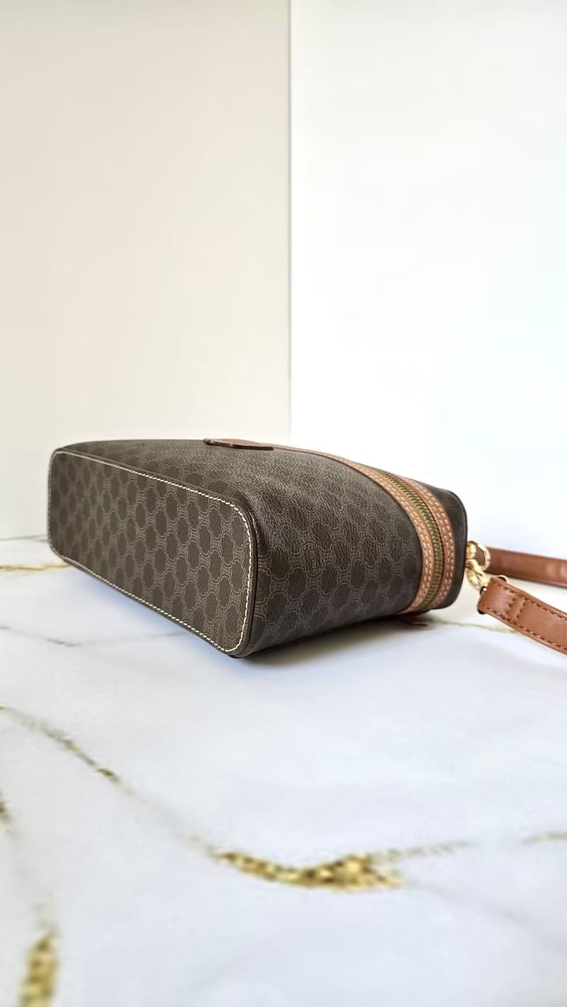 Celine咖啡色老花Vanity盒子包/斜背包/側背包/單肩包