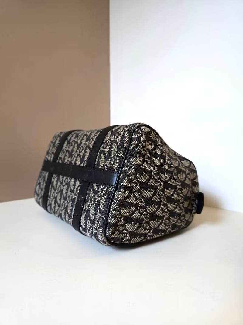 Dior black and blue monogram Boston handbag