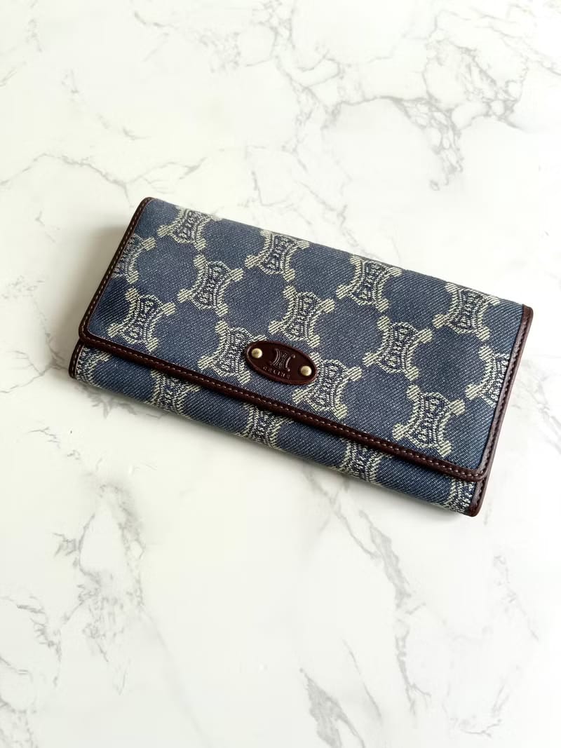 Celine 牛仔丹寧凱旋門皮夾/錢包/長夾