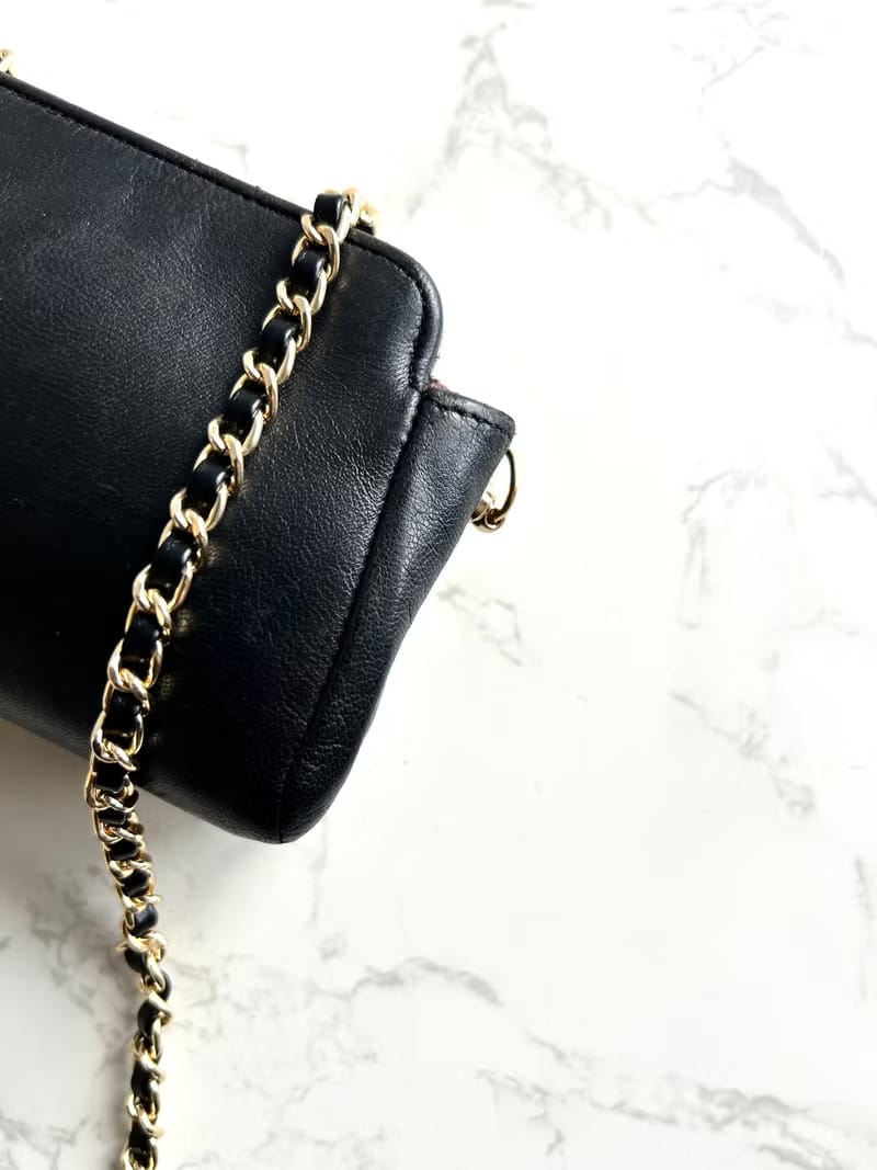 Chanel Black Leather Vintage Crossbody/Shoulder Bag