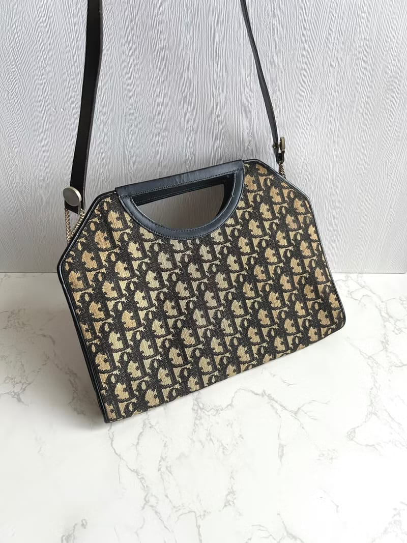 Dior dark blue monogram dual-use crossbody bag/handbag tote bag