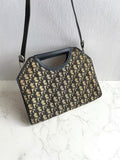 Dior dark blue monogram dual-use crossbody bag/handbag tote bag