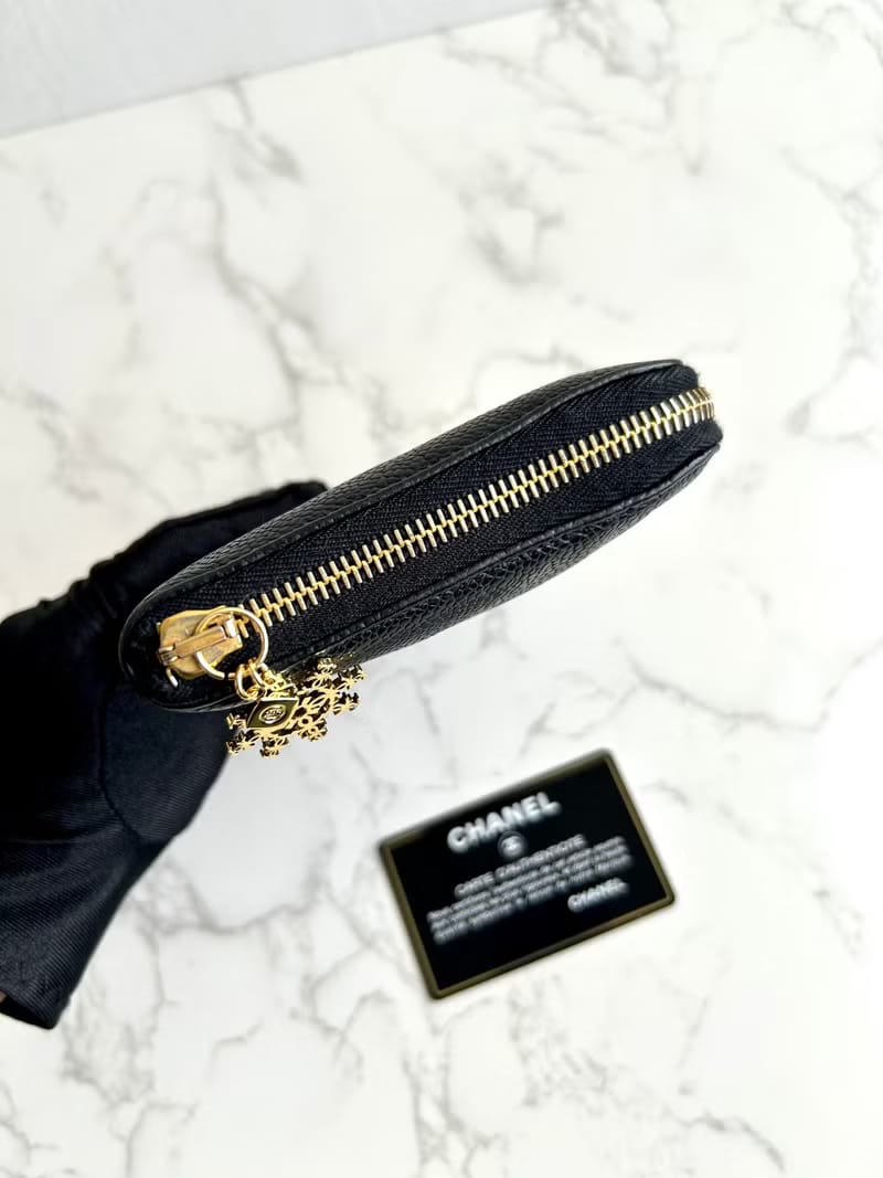 Chanel Black Caviar Long Wallet/Wallet/Phone Bag