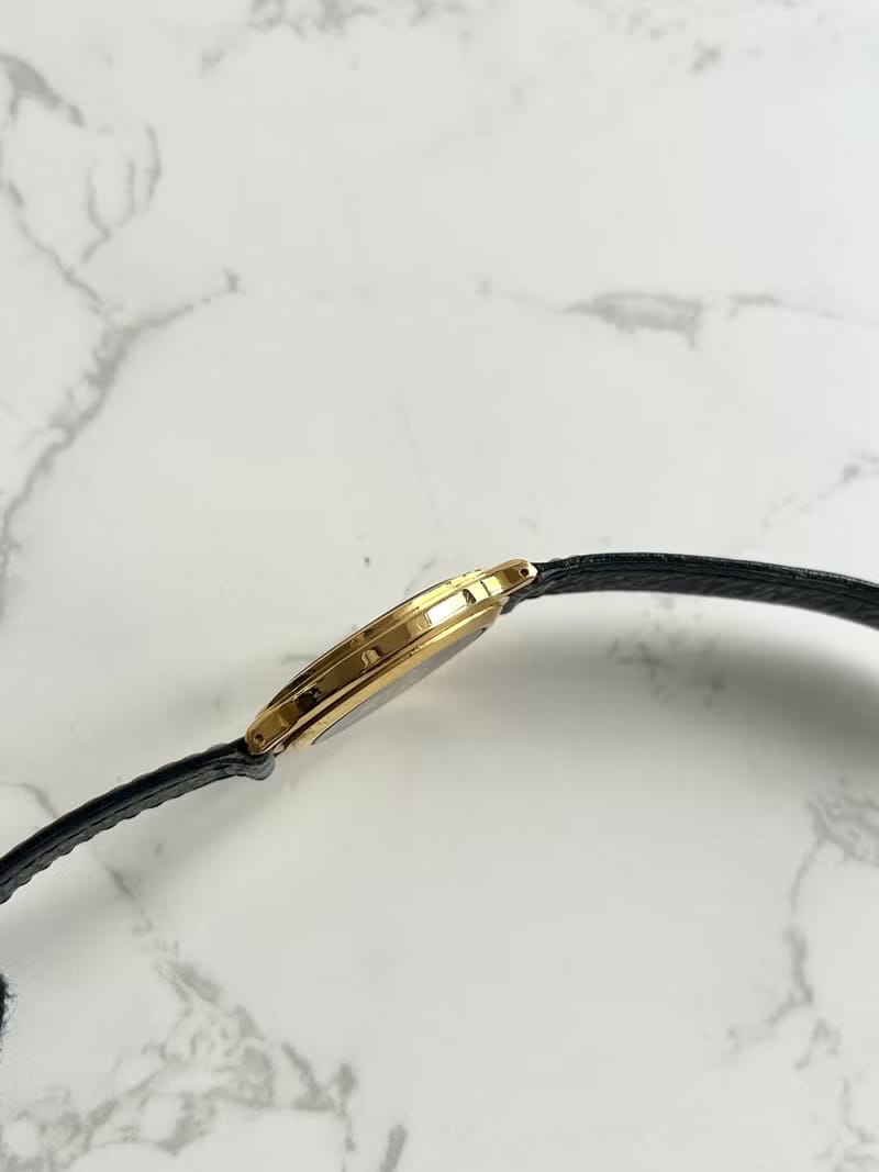 Celine Black Gold Triomphe Leather Strap Pre-owned Unisex Watch