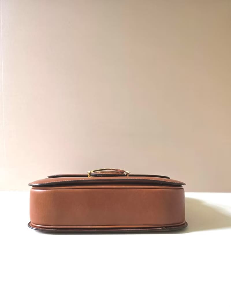 Celine Brown Gold Carriage Shoulder Bag/Slant Bag/Shoulder Bag/Side Bag