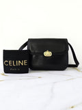 Celine Black and Gold Triomphe Flap Bag / Shoulder Bag / Crossbody Bag