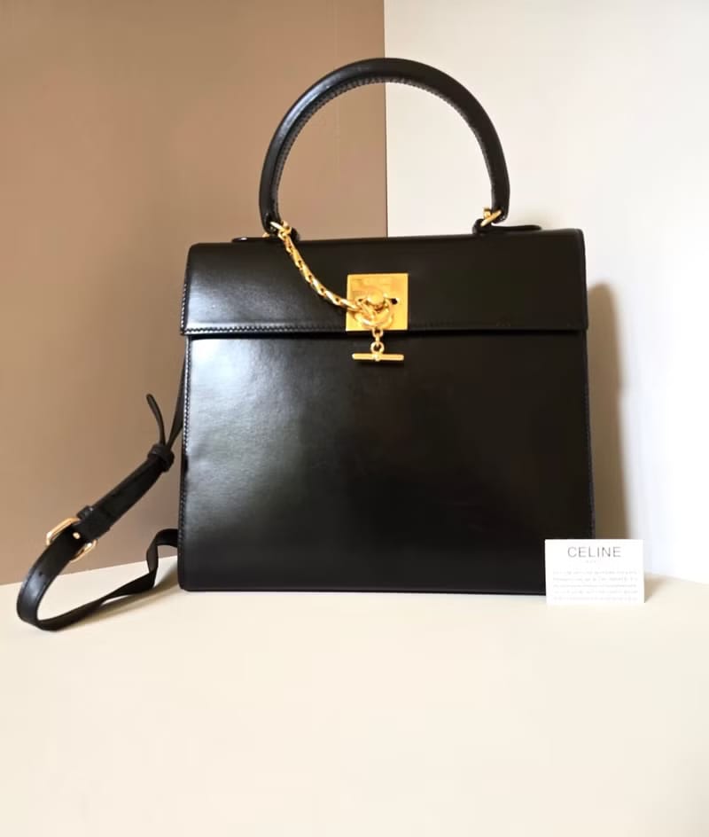 Celine black Kelly chain bag/crossbody bag/side backpack shoulder bag