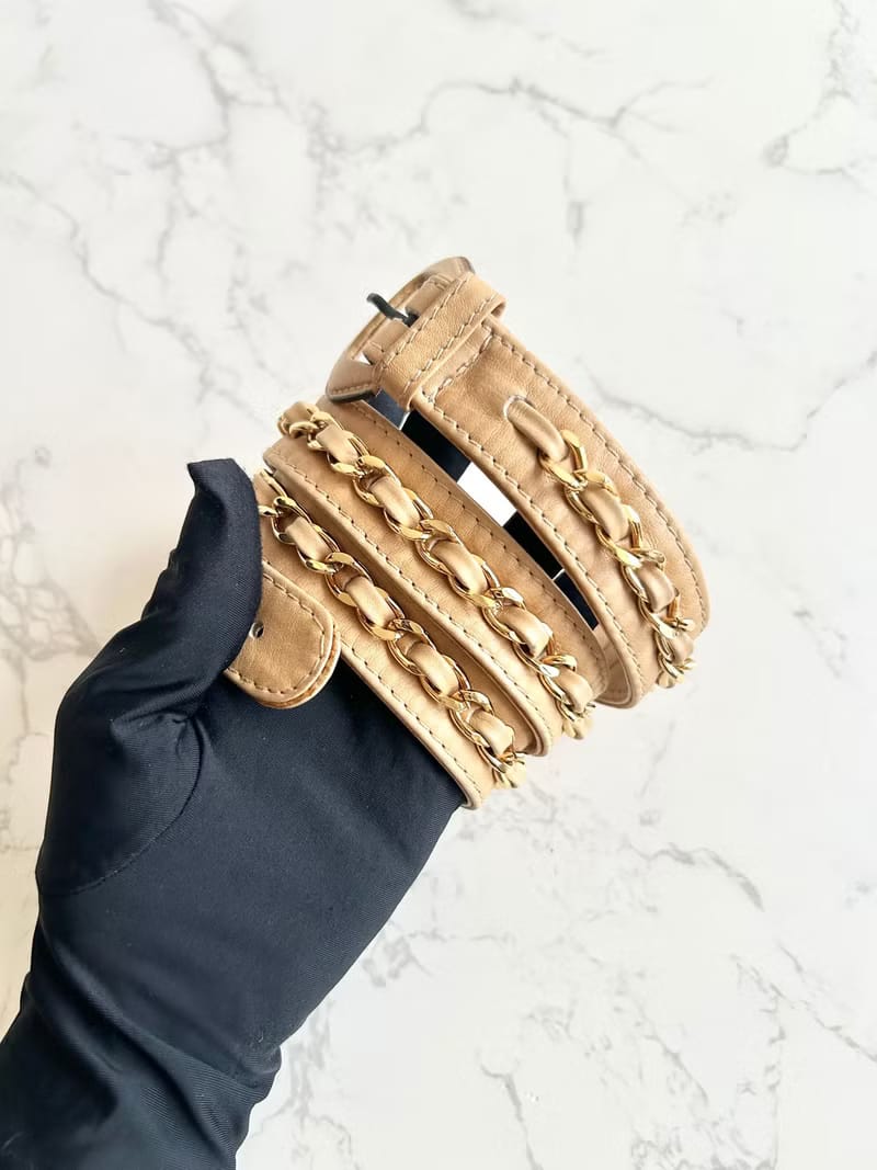 Rare Chanel Camel Leather Chain 2-way/Shoulder Bag/Belt Bag/Crossbody Bag