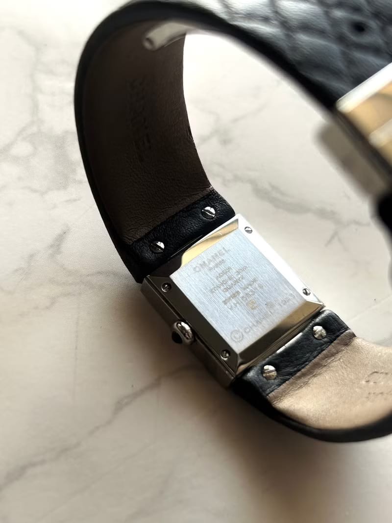 Chanel Matelassé Black and Silver Quartz Vintage Watch