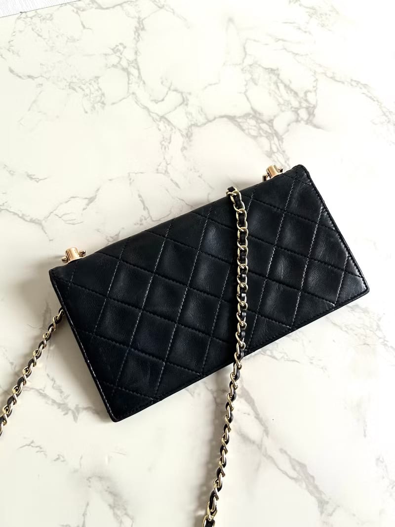 稀有中古二手Chanel黑色長夾錢包/側背包/單肩包/斜背包/手拿袋