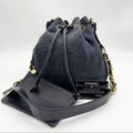 Chanel Vintage Blue and Black Canvas and Leather Chain Bucket Bag with Original Pouch/Shoulder Bag