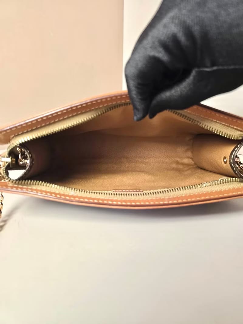 Celine Brown Apricot Old Flower Leather Crossbody Bag/Side Bag