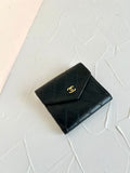 Second-hand Chanel double-sided lambskin black short wallet small wallet coin handbag