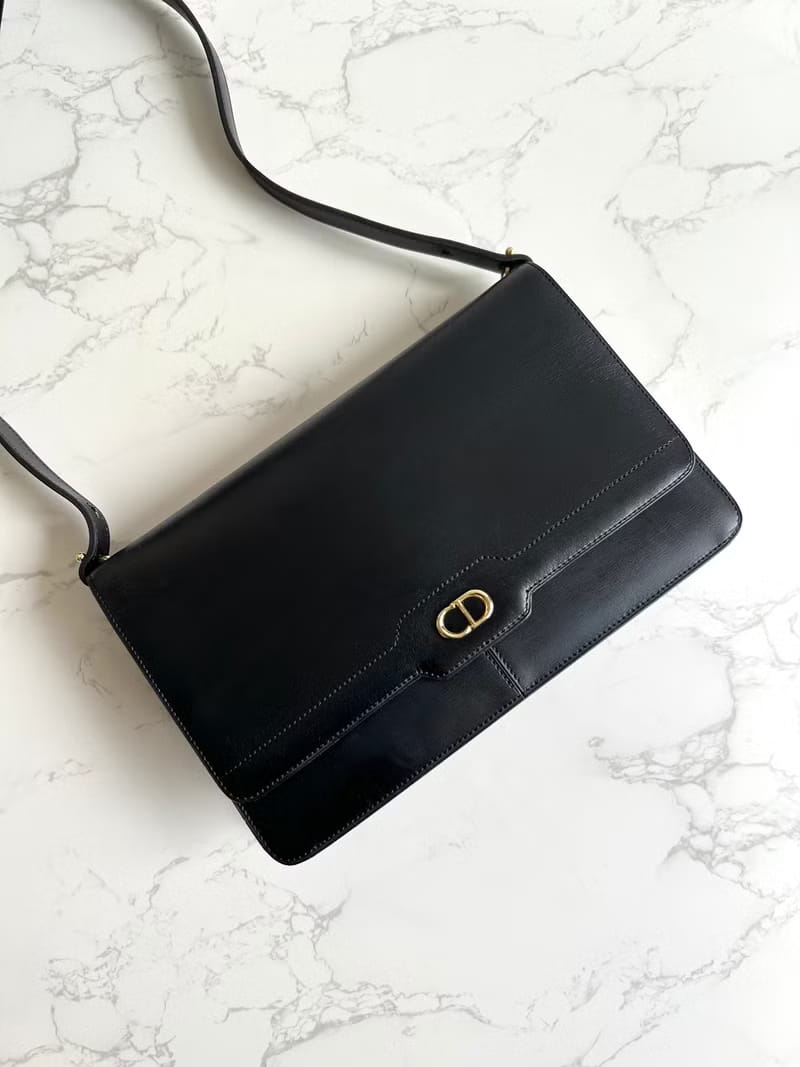 Dior black minimalist flap dual-purpose bag/shoulder bag/side bag/crossbody bag/second-hand bag