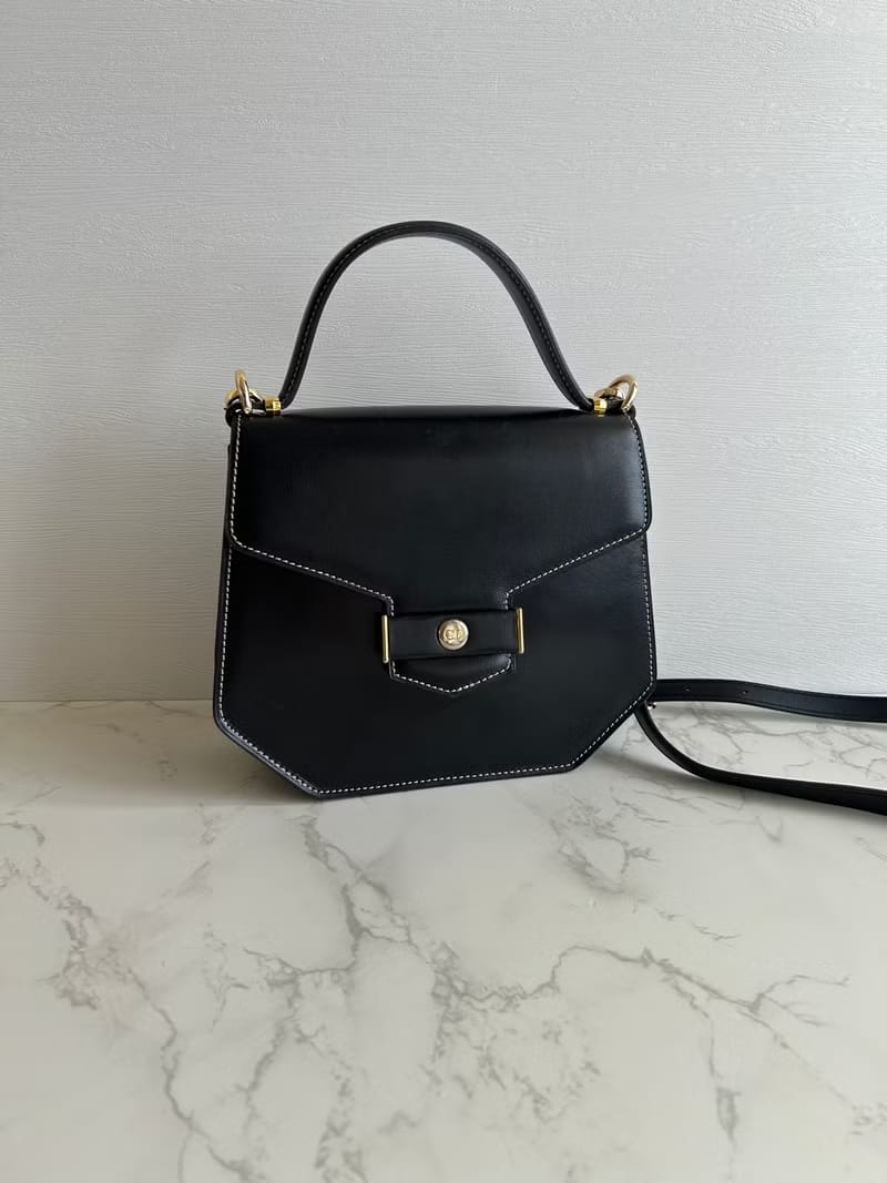 Dior black open stitch flap Kelly bag/shoulder bag/side bag/crossbody bag